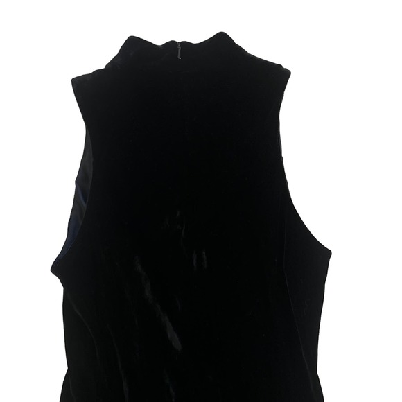 Women 8 LAUREN Ralph Lauren Sleeveless Mock Neck Black Velvet Velour Dress - Picture 5 of 5